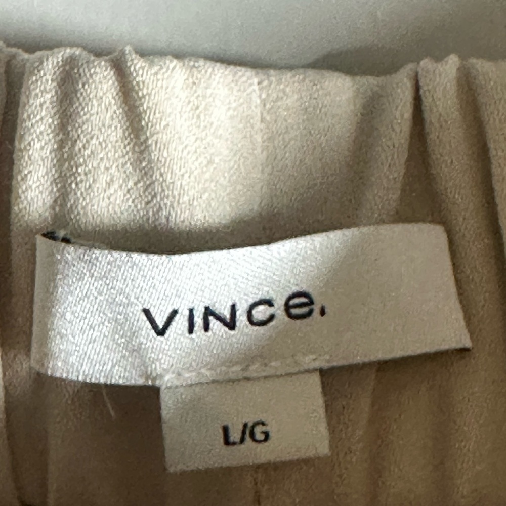 Vince Ankle Pull On Pleated Straight Leg Lightweight Cream Pants, Large - Picture 4 of 10